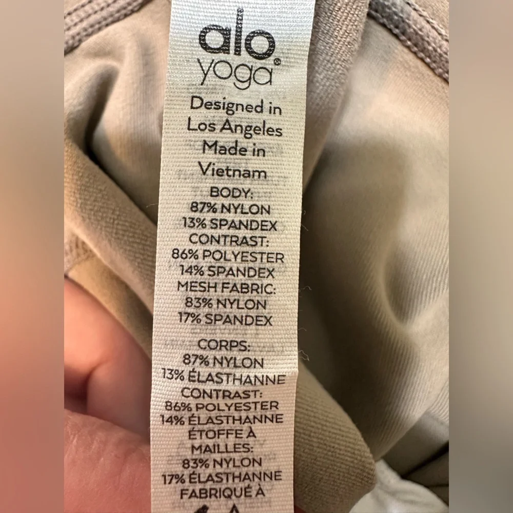 Alo Airlift High Waist Moto Leggings Textured Ribbed Knit Mesh Panels taupe